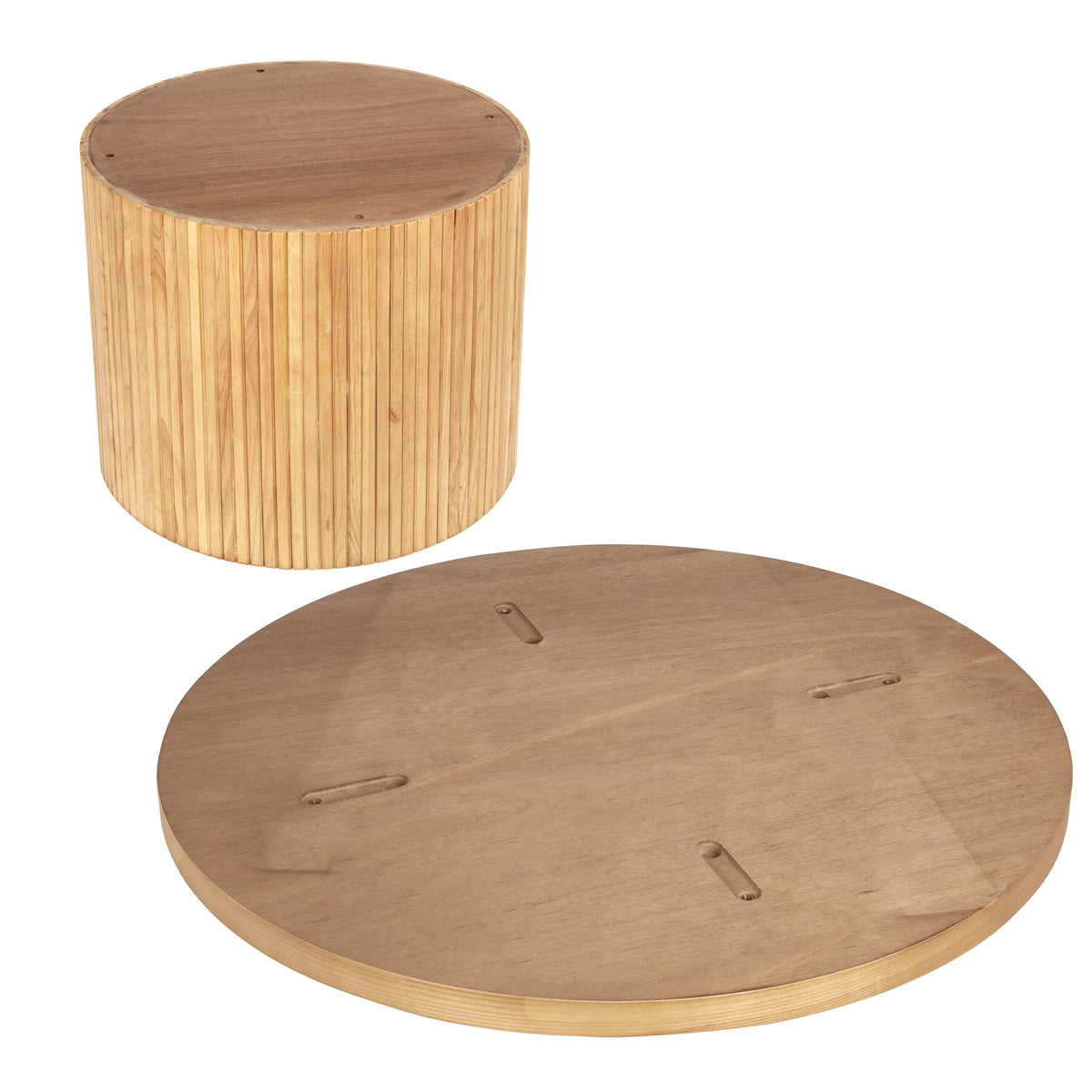 Round Wood Coffee Table with Pedestal End Table Natural 35.5" N4942