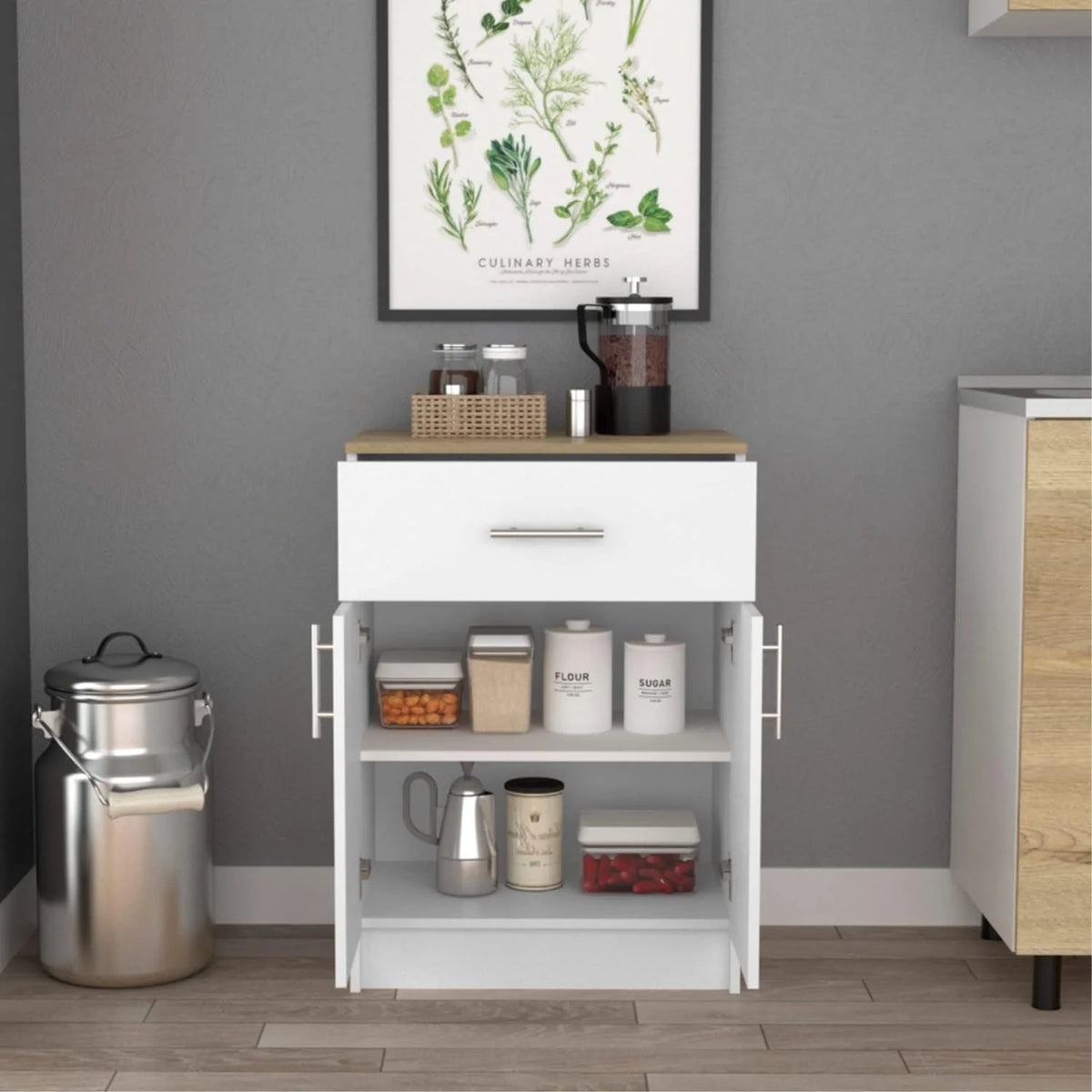 Light Oak White Kitchen Pantry Cabinet S615373