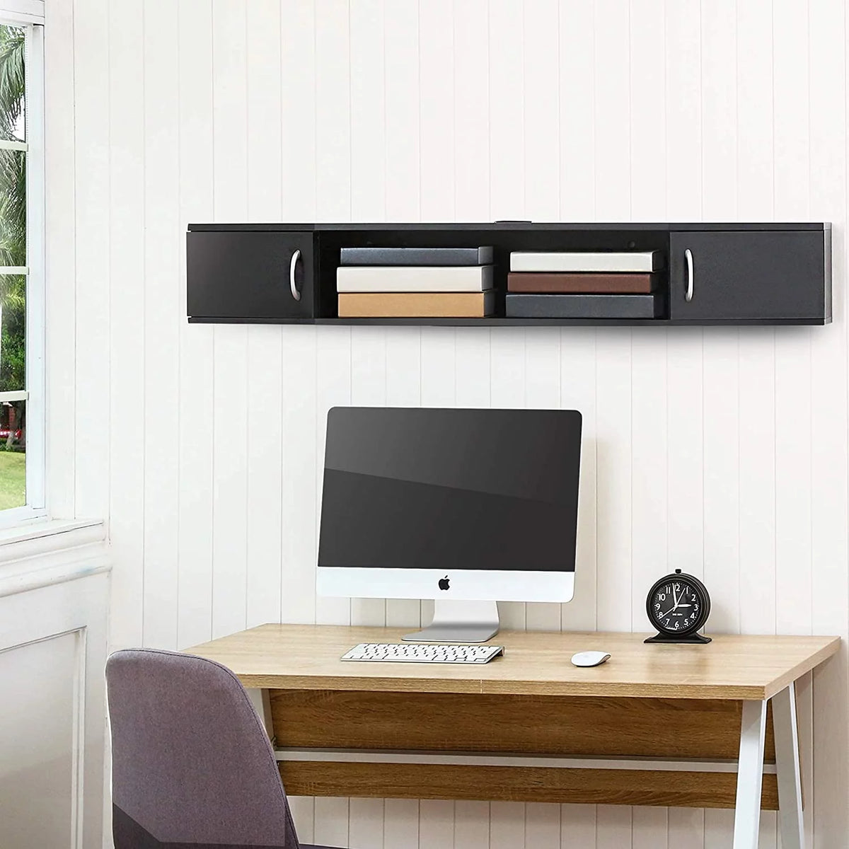 Floating TV Stand with LED Lights and Storage Cabinets X8815