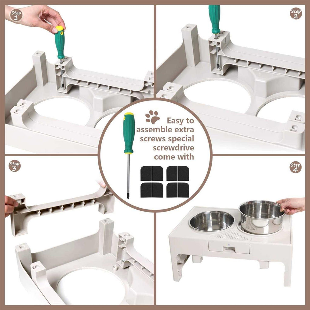 Stainless Steel Elevated Dog Bowls with Adjustable Stand I1790