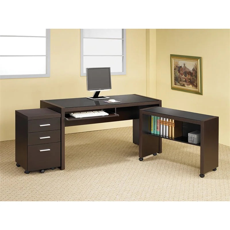 3 Piece Set with Computer Desk File Cabinet Bookcase W4086