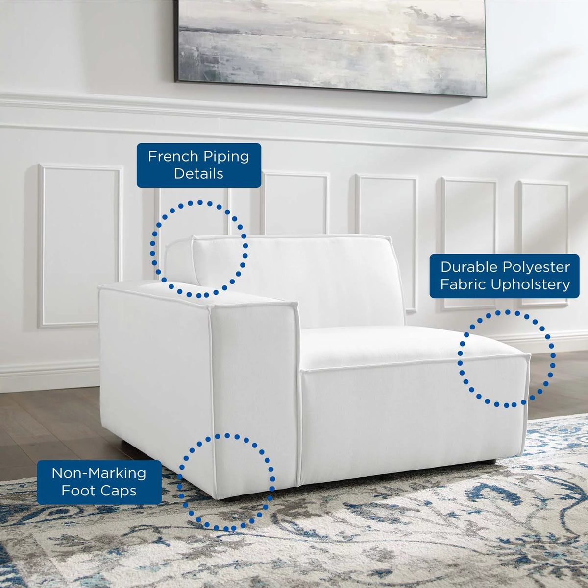 White Right-Arm Sectional Sofa Chair E3135