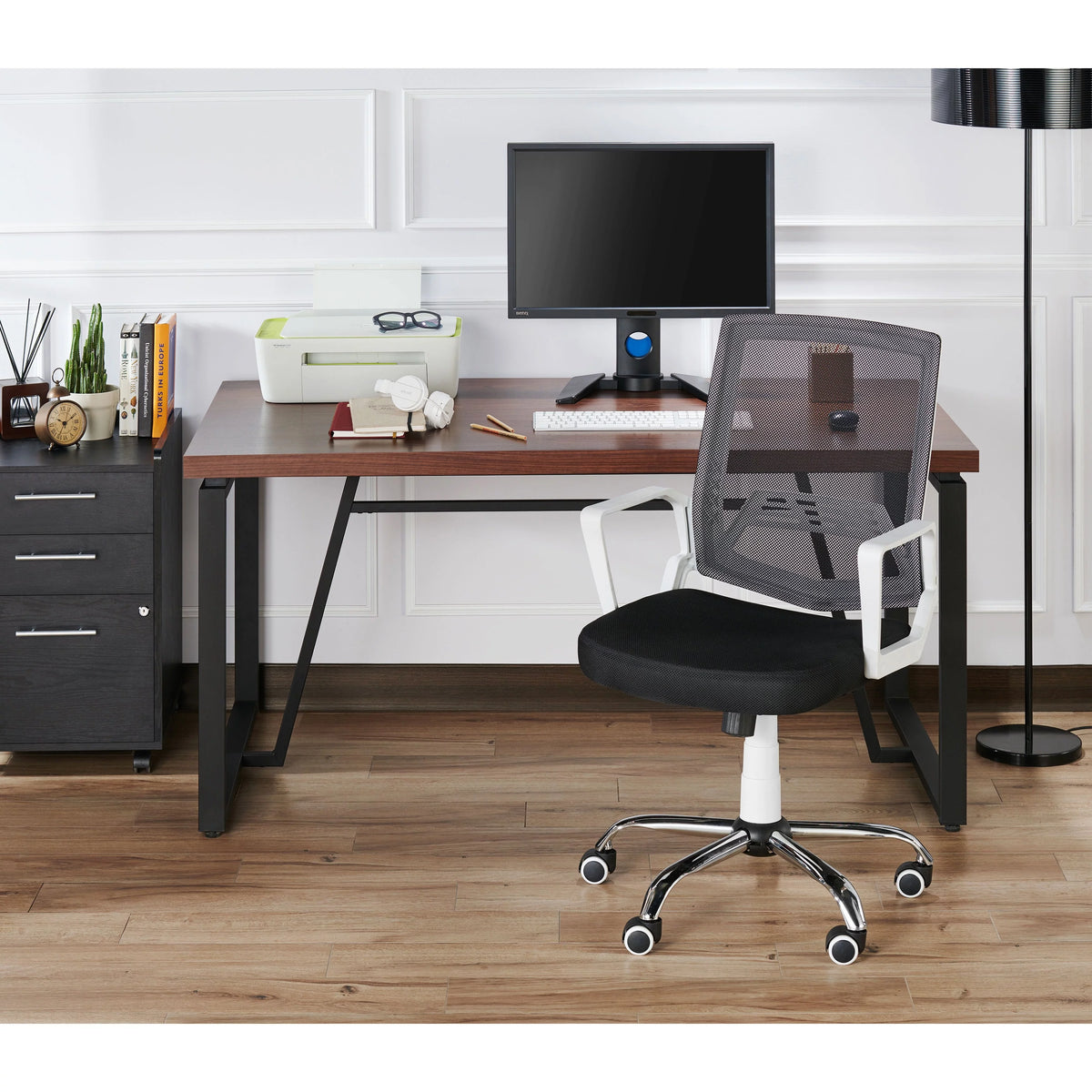 White Fabric Height Adjustable Desk Chair C40913
