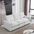 3 Seater White Teddy Fabric Sofa with Pillows A68304