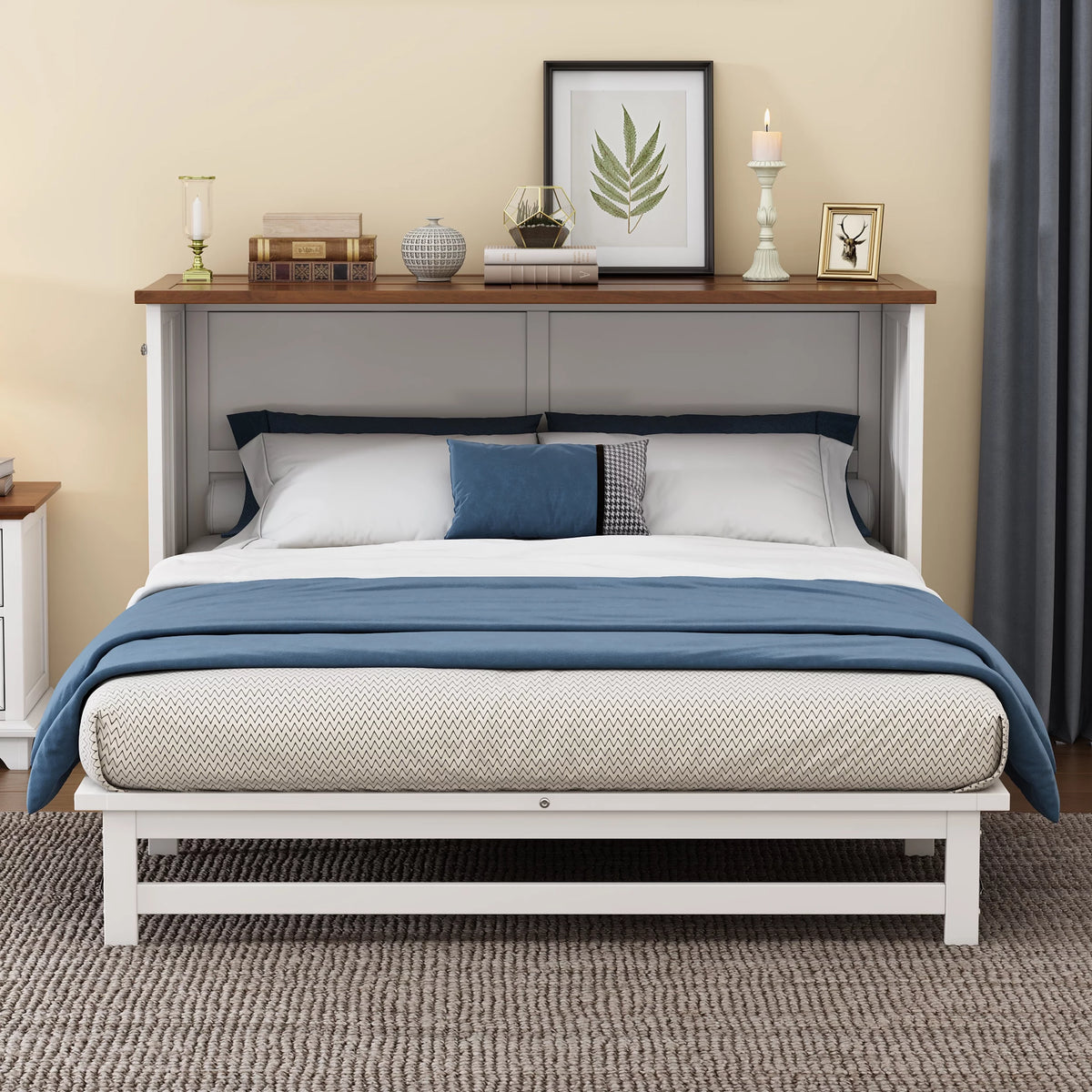 Queen Size Murphy Bed with Storage Drawer and Charging Station M33421