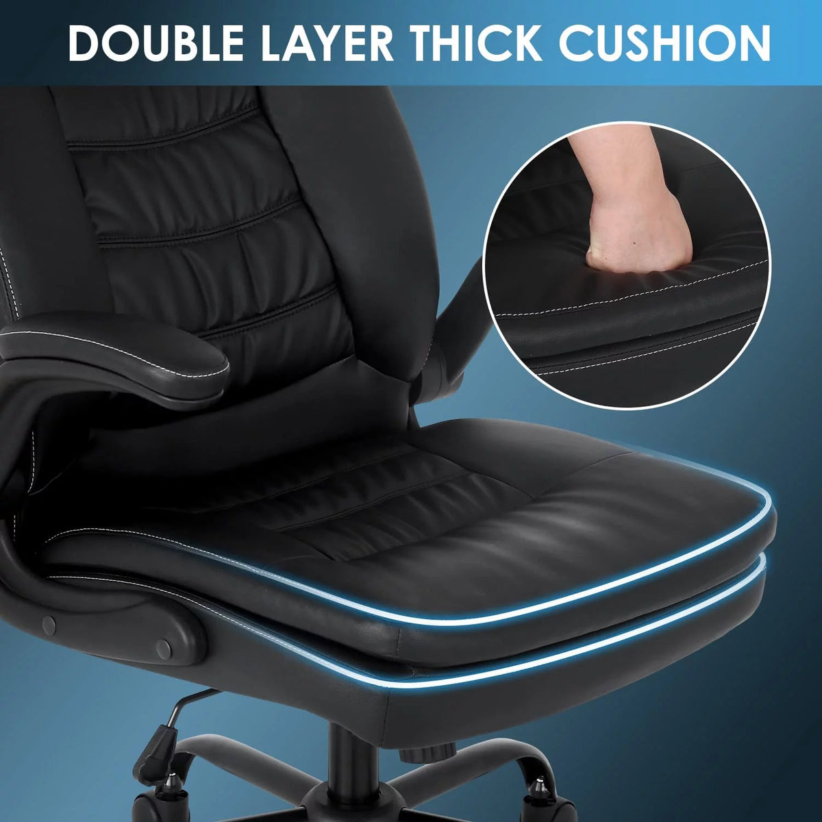 Black Ergonomic High Back PU Leather Office Chair with Lumbar Support V500105