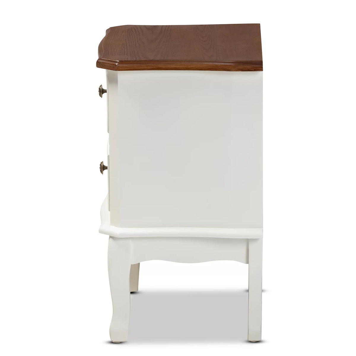 White Cherry Brown Wood 2-Drawer End Table H447