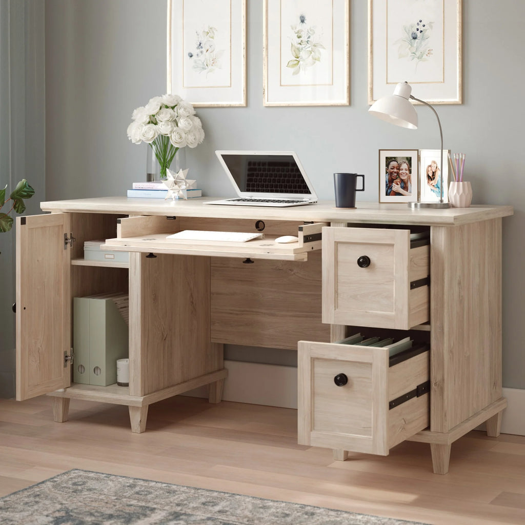 Engineered Wood Computer Desk in Chalk Oak S455