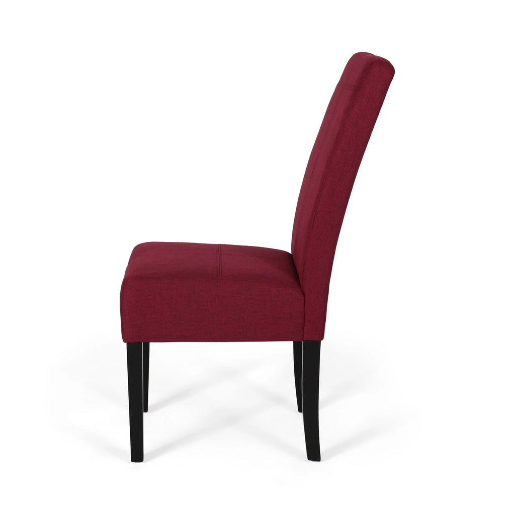Set of 2 Deep Red Fabric Dining Chairs M357