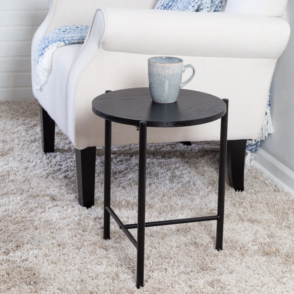 Black Round Side Table F517