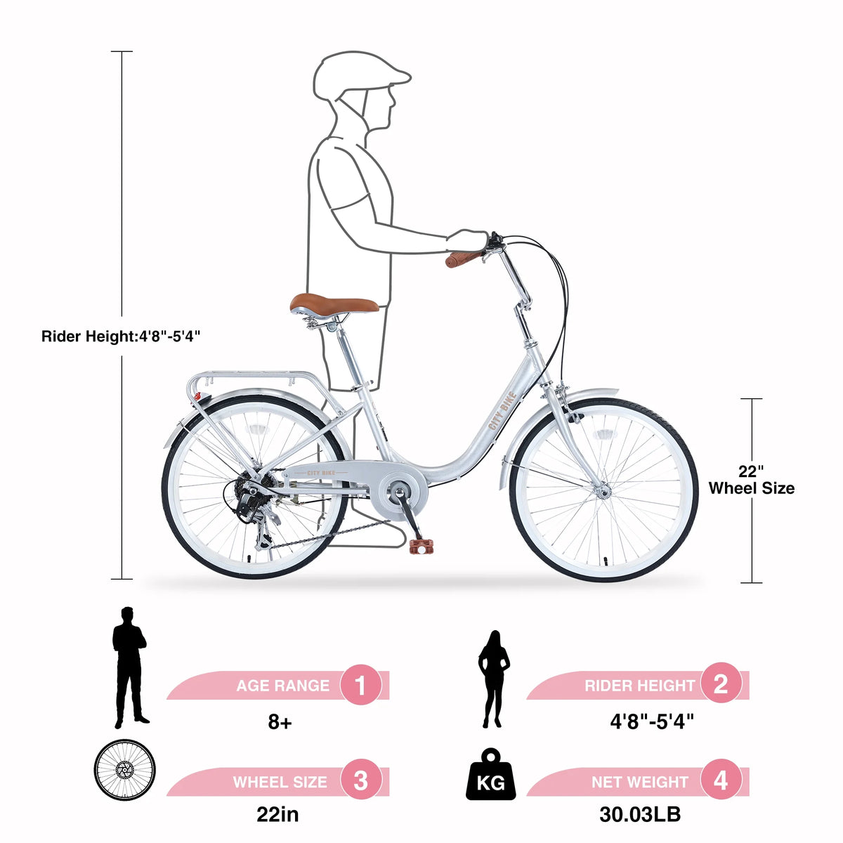 22 Inch Aluminum Alloy 7 Speed City Bike G1087