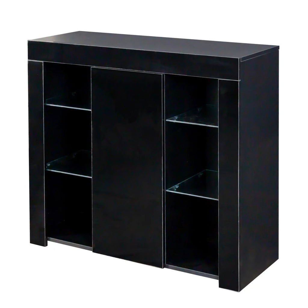 Black Modern Buffet Cabinet with LED Light and Drawer S878