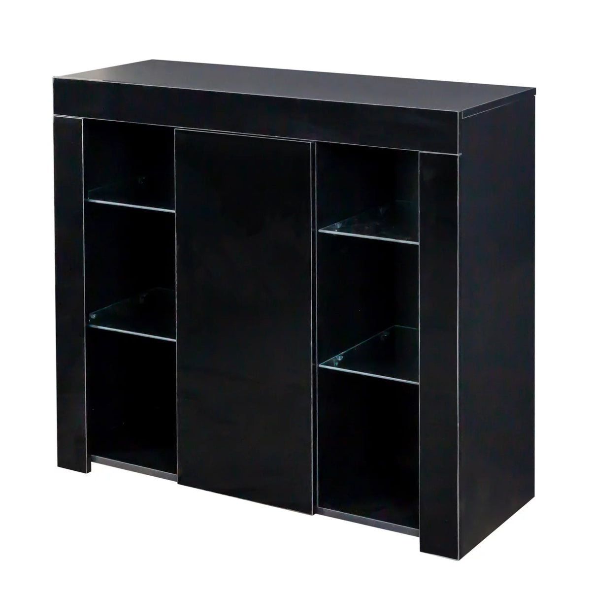 Black Modern Buffet Cabinet with LED Light and Drawer S878
