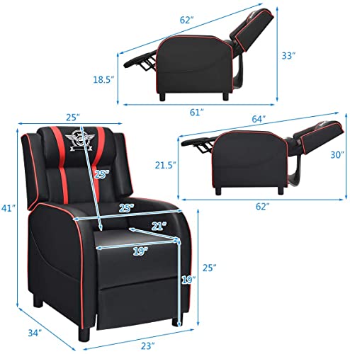 Adjustable Racing Style Massage Recliner Chair with Headrest & Lumbar Pillow W77260