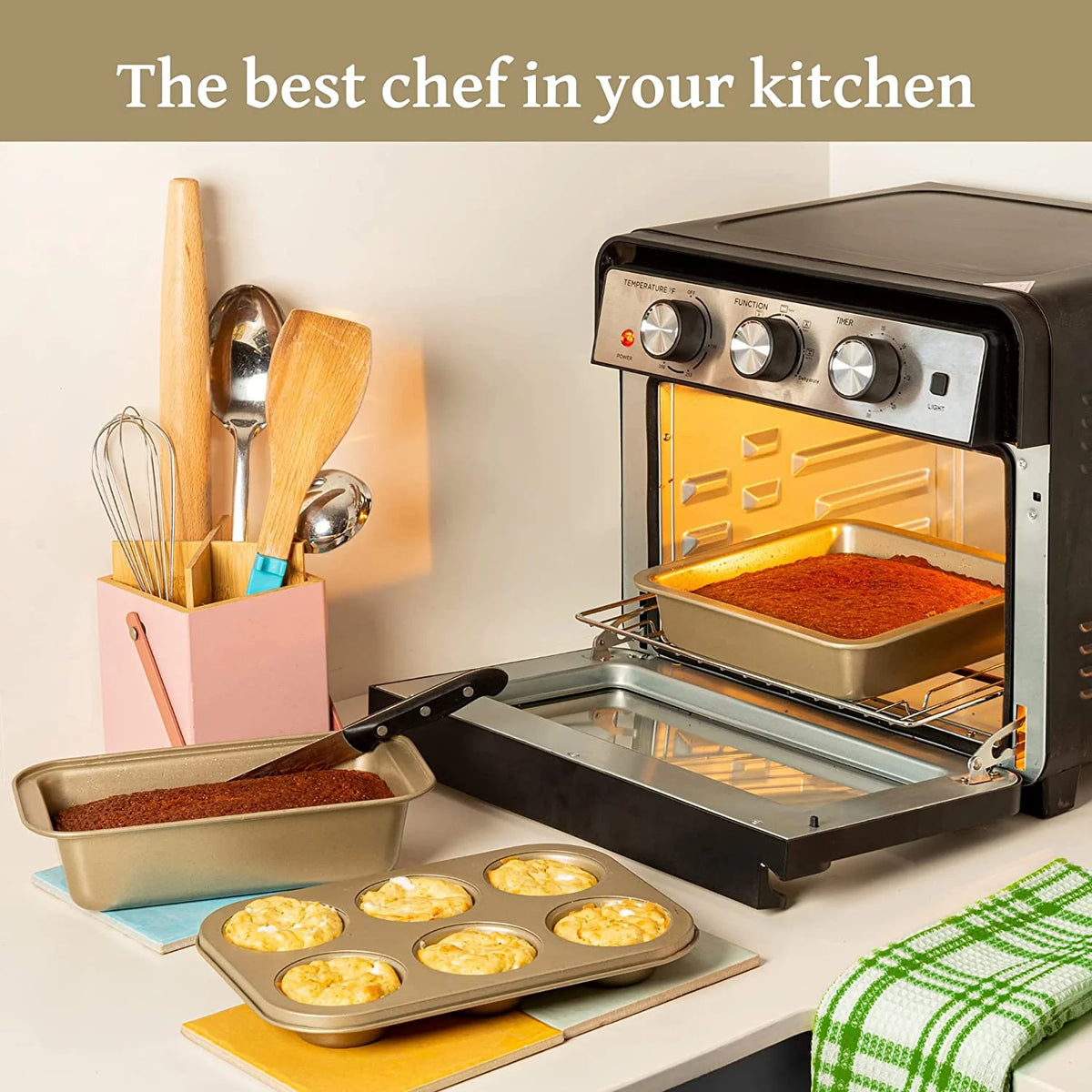 6-in-1 Air Fryer Toaster Oven 23 Quart Black Convection Oven C566329