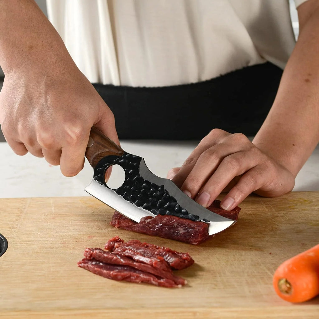 6 Inch High Carbon Steel Meat Cleaver Boning Knife with Sheath E791