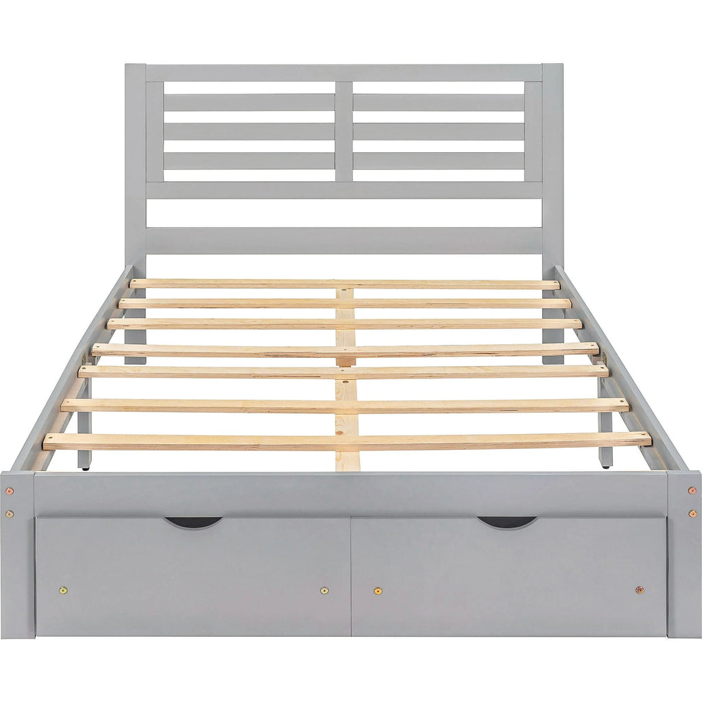 Full Size Platform Bed with Drawers Gray F3263