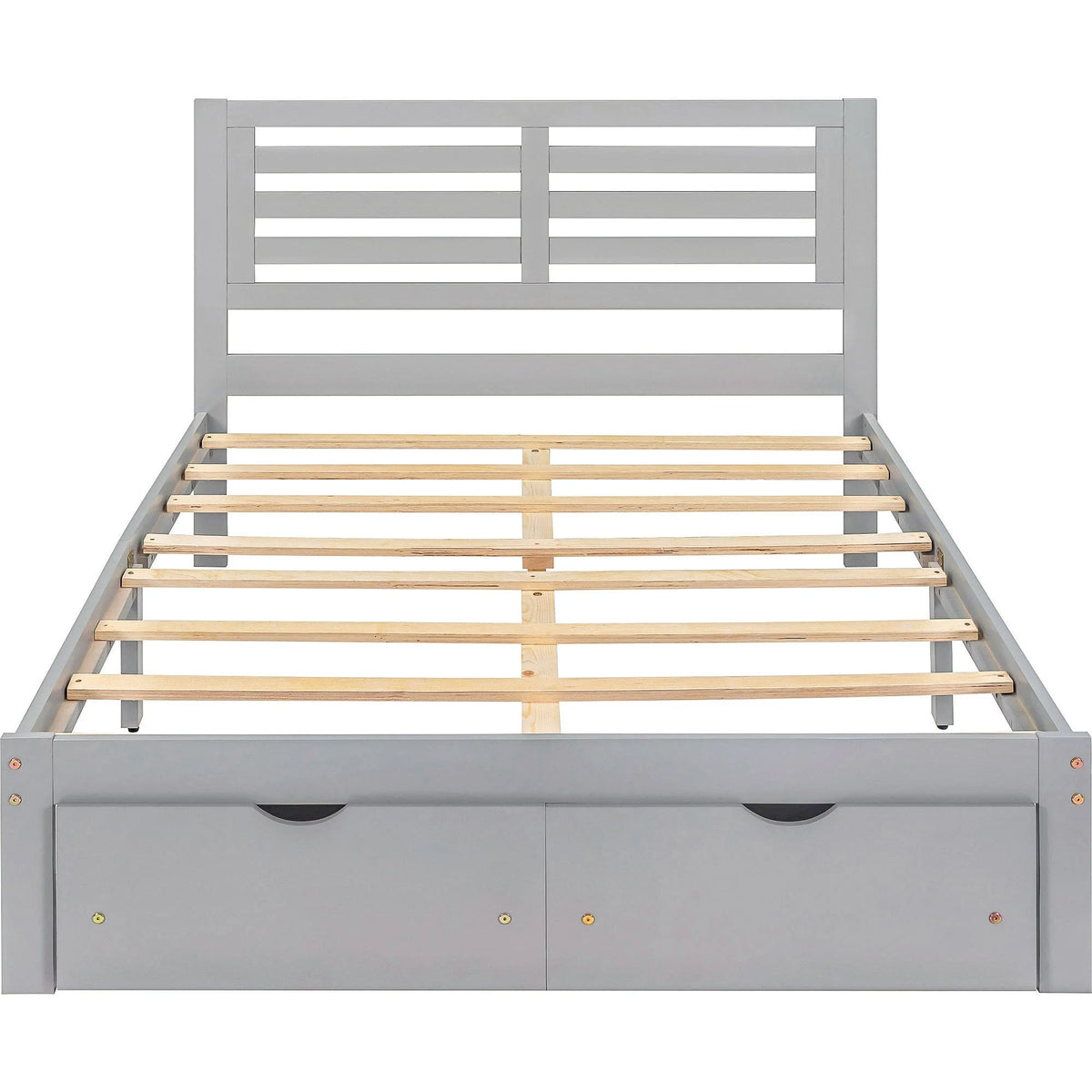 Full Size Platform Bed with Drawers Gray F3263