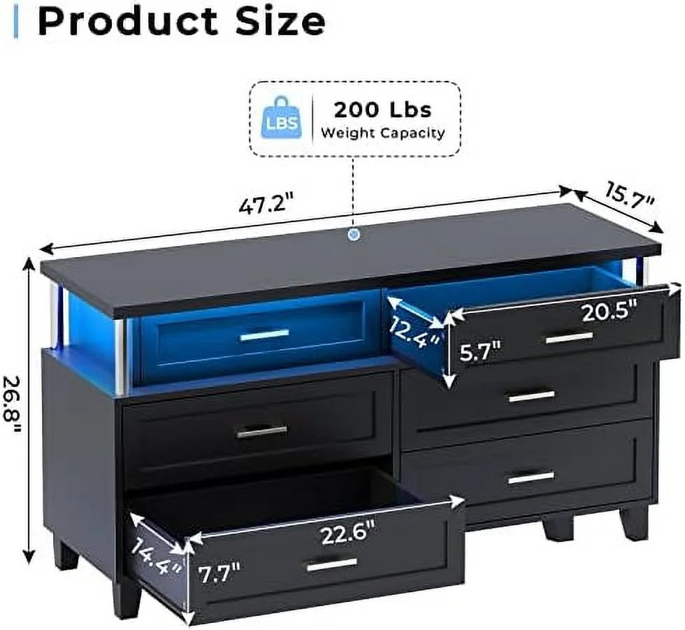 Black 8 Drawer Dresser C88202