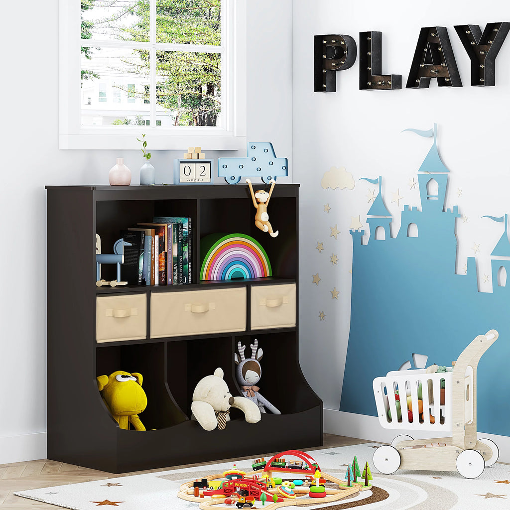 White Toy Storage Organizer with Bookcase U562