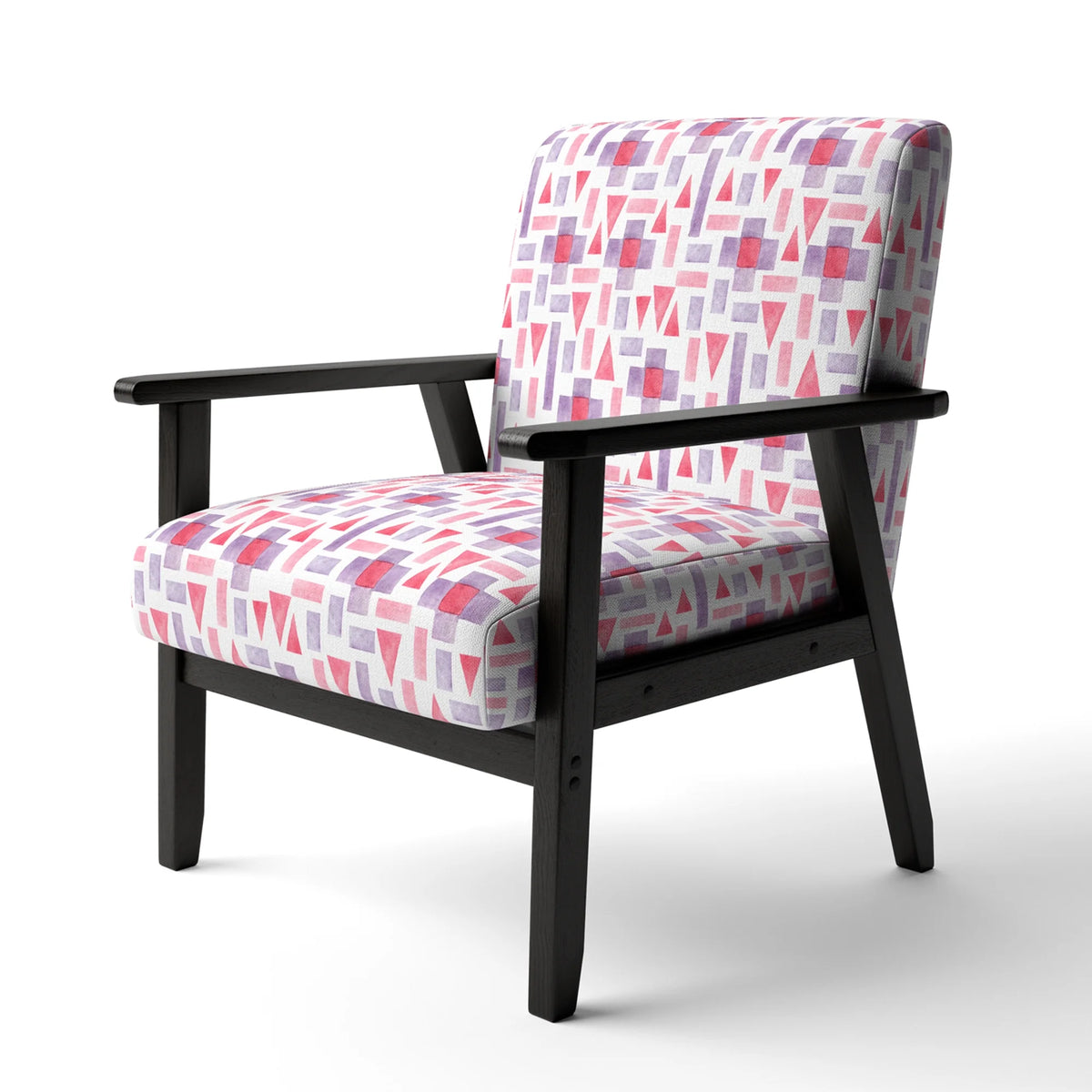 Pink and Purple Geometric Upholstered Accent Chair W727136