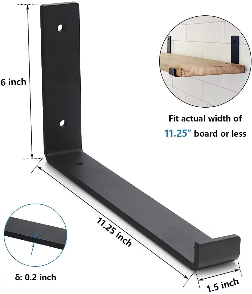 Black Metal Shelf Bracket 4 Pack L482035