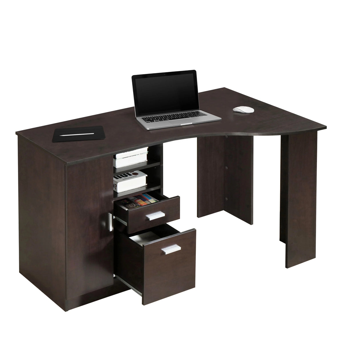 Classic Office Desk with Storage, Espresso E278473