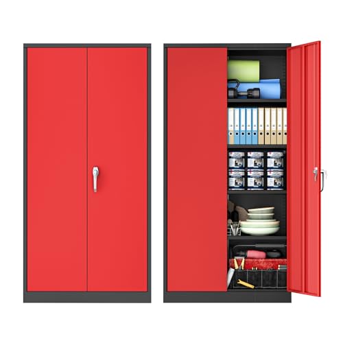 72" Black Steel Storage Cabinet with Lock J2465