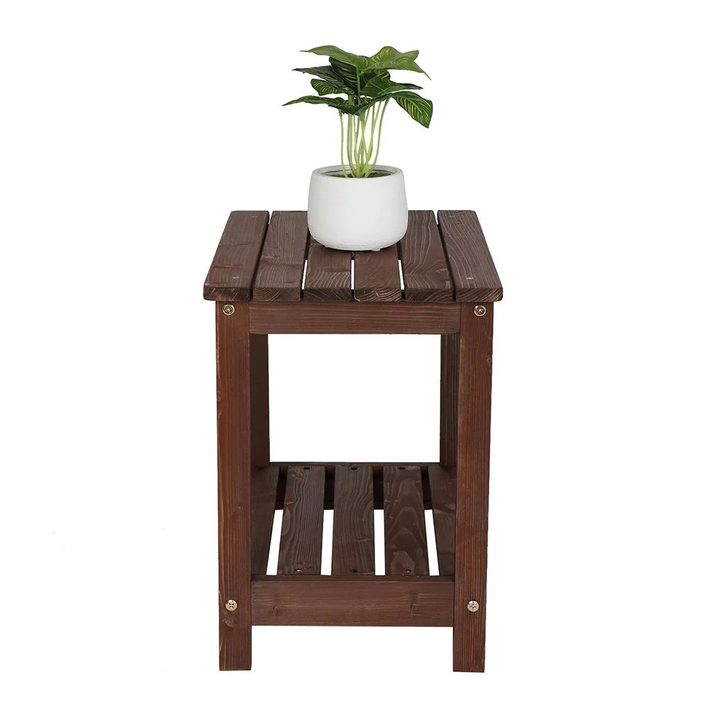 Light Brown 2 Tiers Wooden Side Table G382