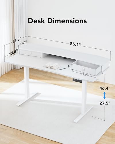 48″ x 24″ Black Electric Standing Desk with 2 Drawers X671