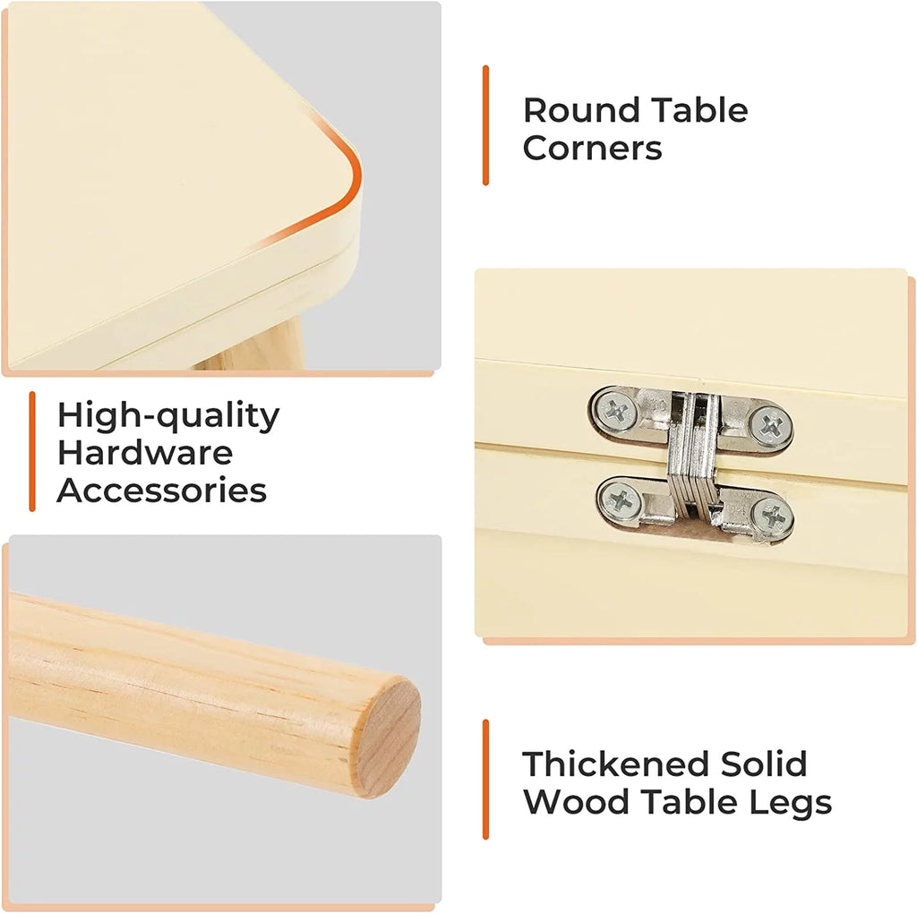 Folding Dining Table with Hidden Storage, Beige Y890723