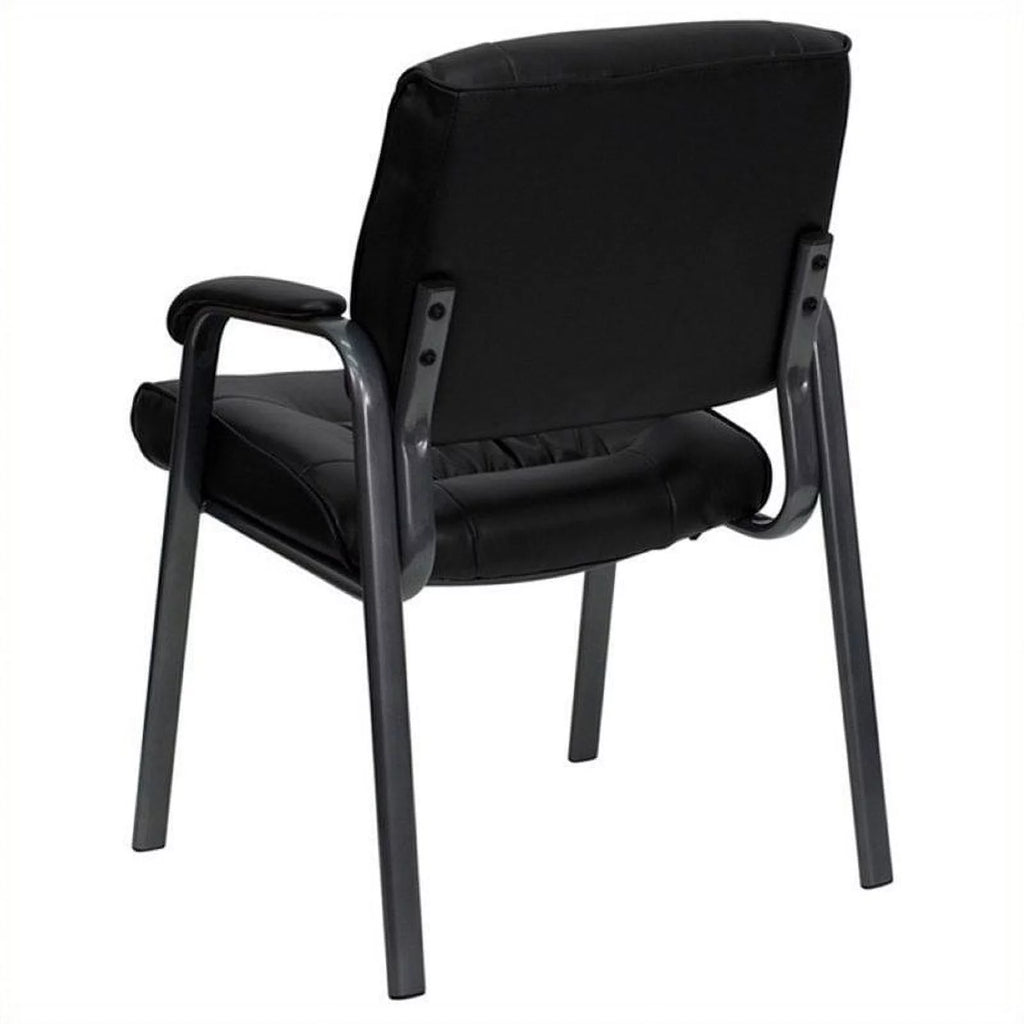 Black Leather Guest Chair with Titanium Frame R796643