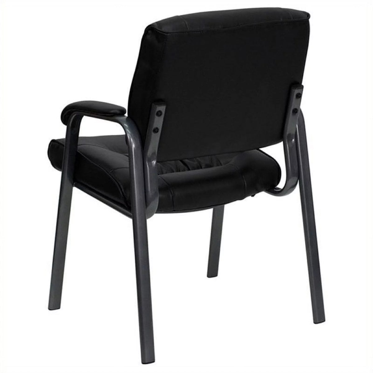 Black Leather Guest Chair with Titanium Frame R796643