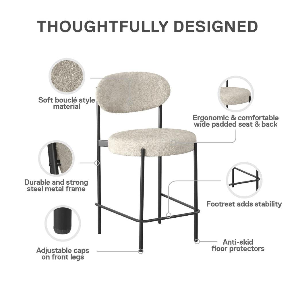 Cream Boucle Counter Stool D9309