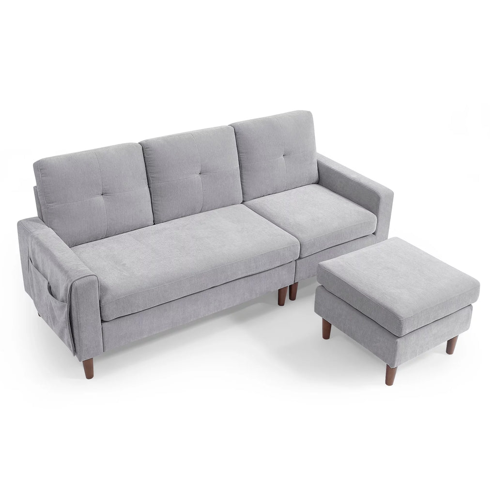 Light Grey Chenille Convertible Sectional Sofa A851501