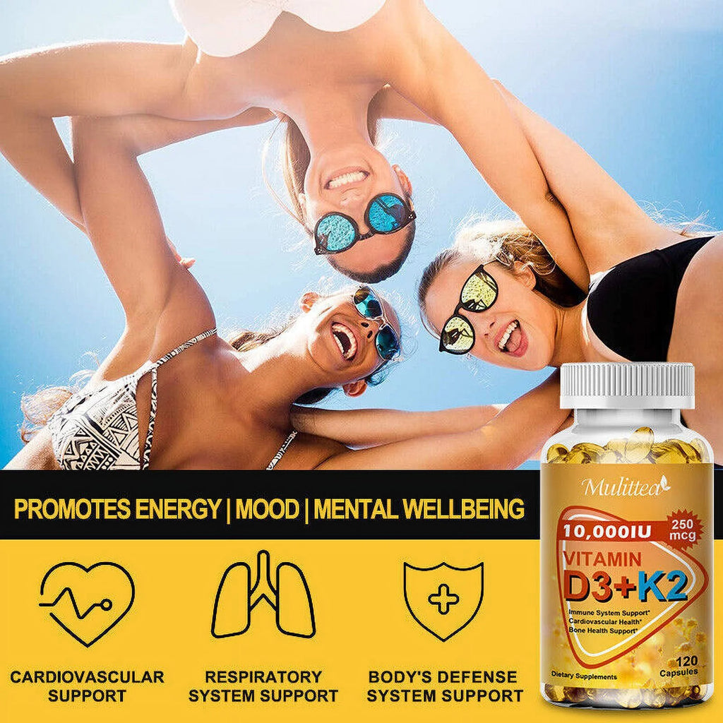 Vitamin K2 (MK7) with D3 10,000 IU 120 Capsules Pack of 2 L702