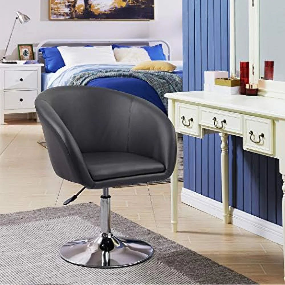 Black Jumbo Size PU Leather Round Swivel Chair J9900