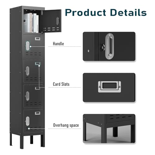 Metal Storage Locker with Door, Card Slot, 66" Height Steel Locker G612730