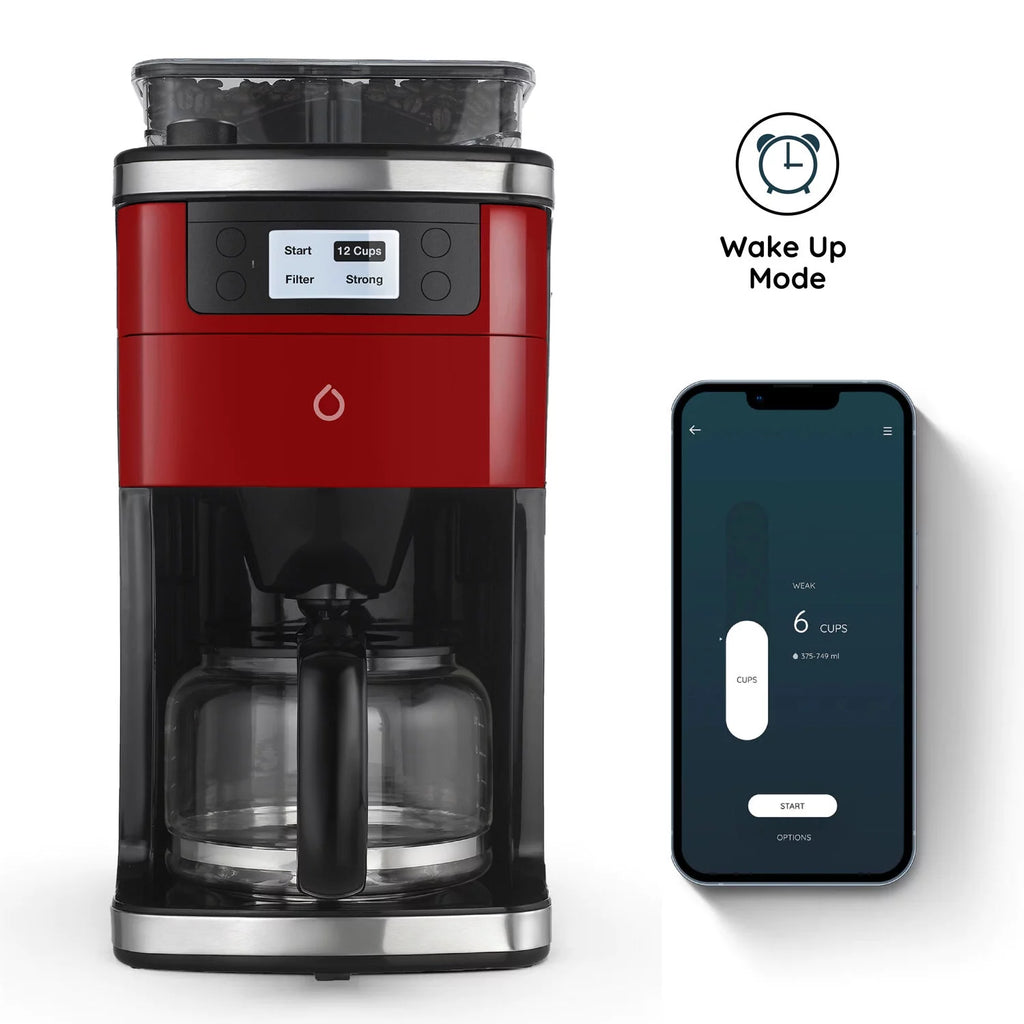 Red Coffee Maker with Built-in Grinder W10858
