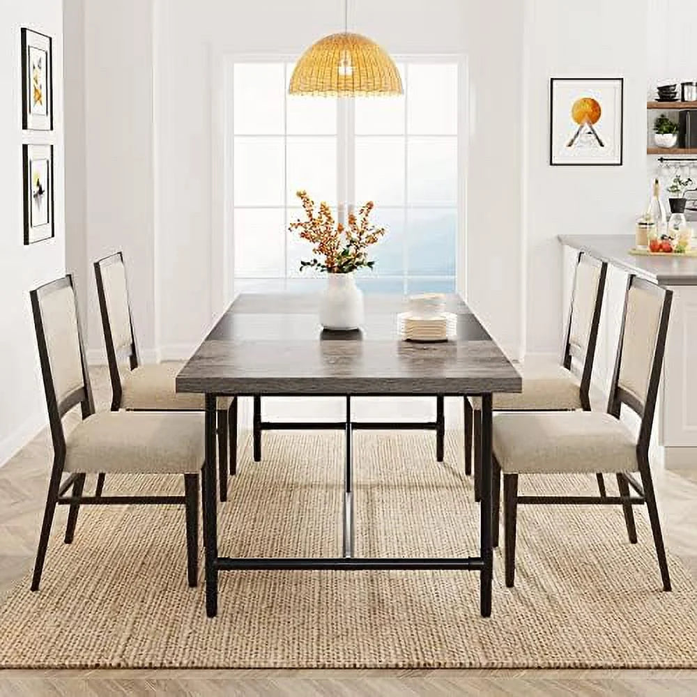 70.8 x 35.4 inch Large Dining Table with Tube Metal Frame U9755