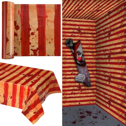 200 FT Red and White Striped Tablecloth Roll W451416