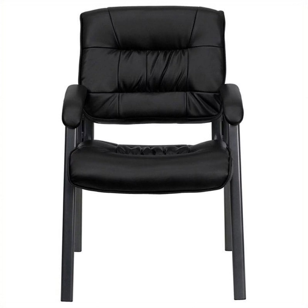 Black Leather Guest Chair with Titanium Frame R796643