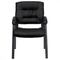 Black Leather Guest Chair with Titanium Frame R796643