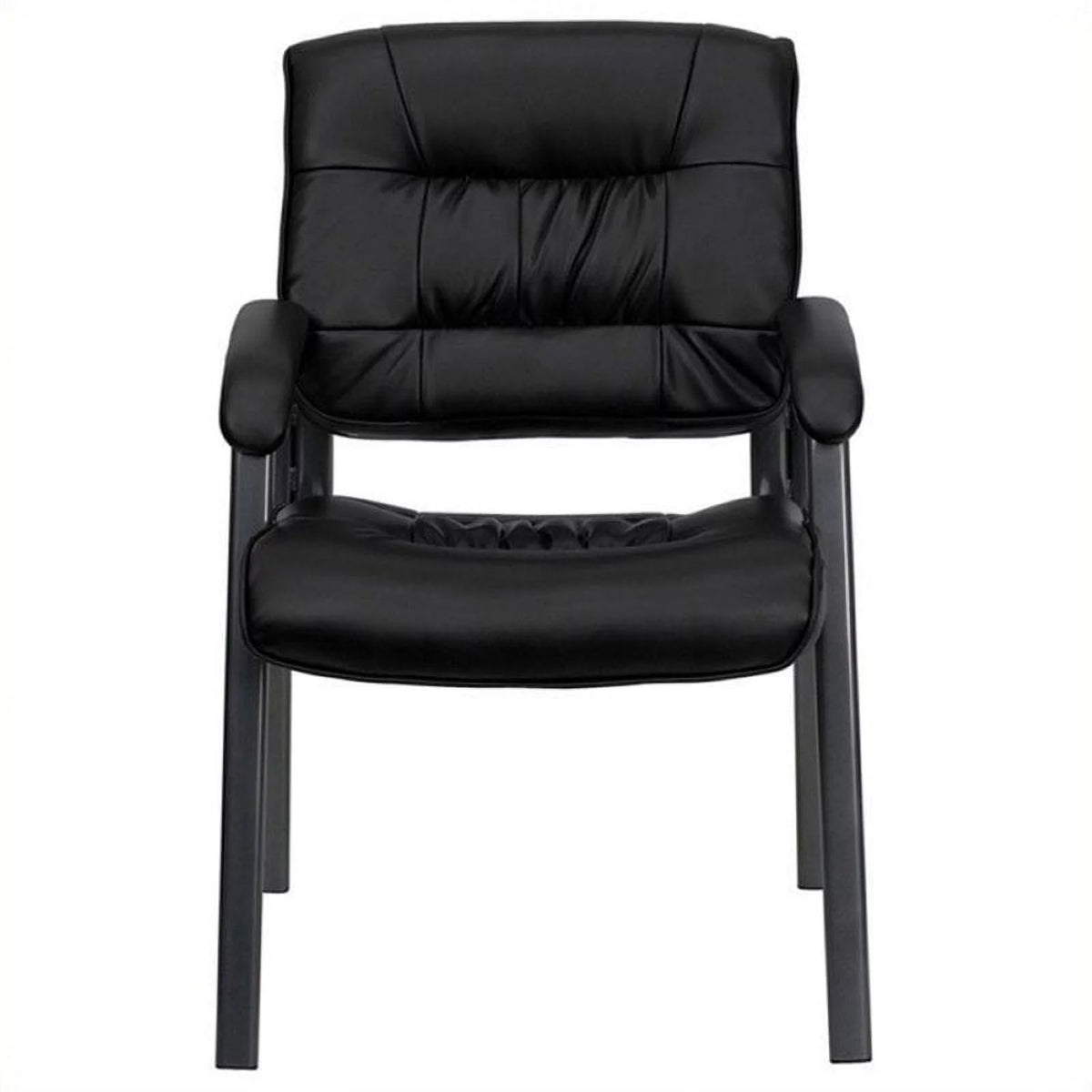 Black Leather Guest Chair with Titanium Frame R796643