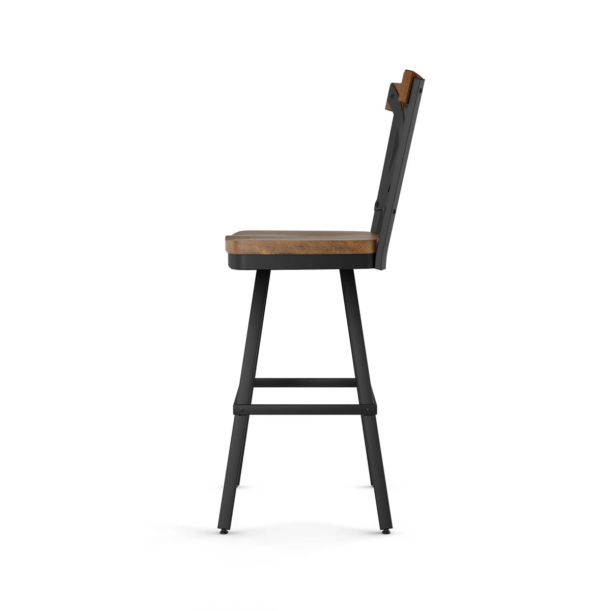 26 In. Swivel Counter Stool Light Brown Distressed Wood Black Metal F82699
