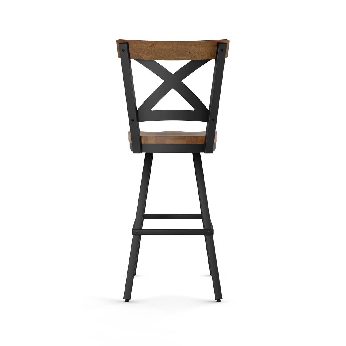 26 In. Swivel Counter Stool Light Brown Distressed Wood Black Metal F82699