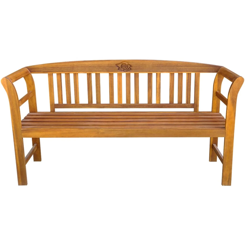 Acacia Wood Garden Bench with Red Seat Cushion G90063