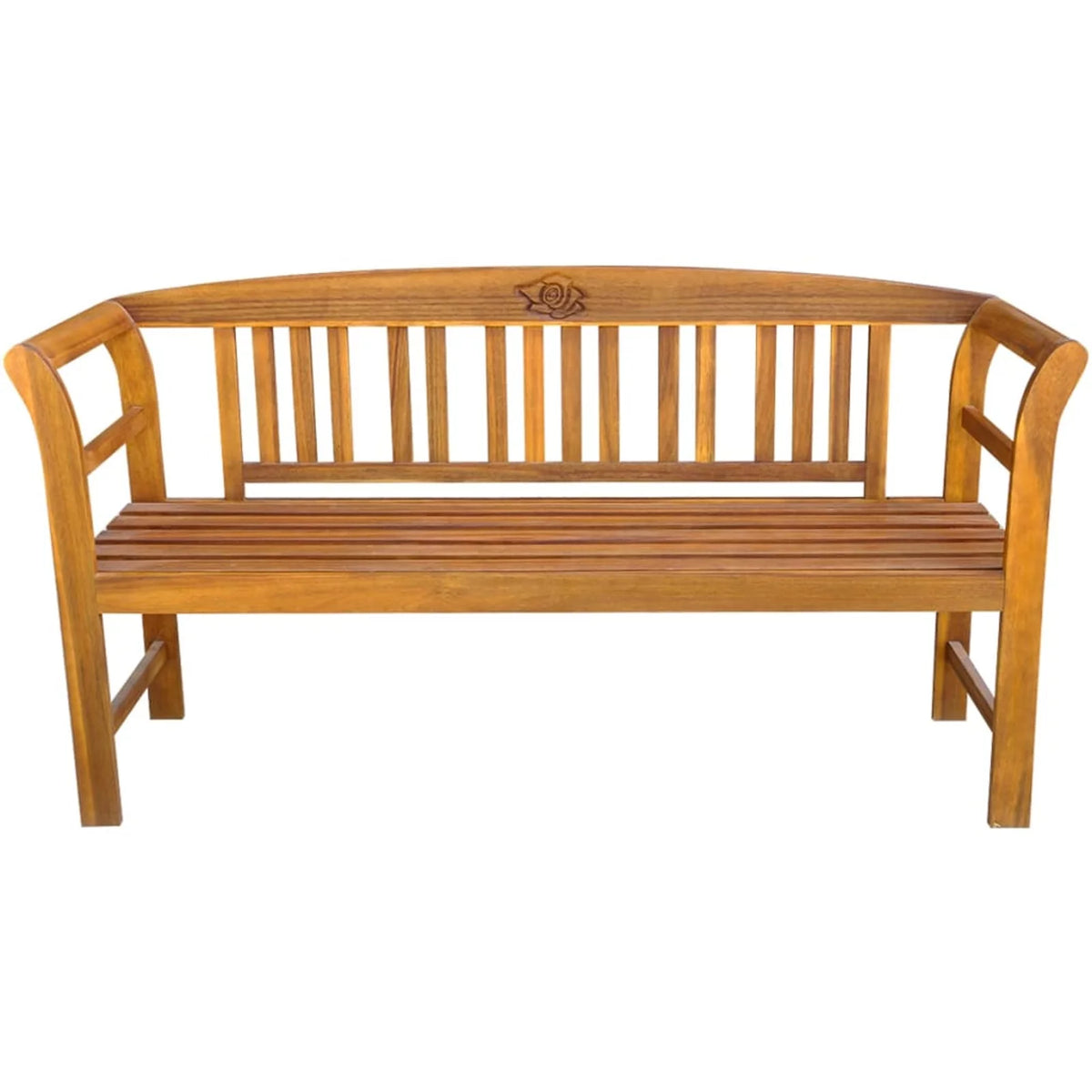 Acacia Wood Garden Bench with Red Seat Cushion G90063