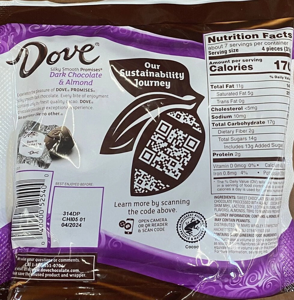 Dark Chocolate & Almond Candy Bag 7.61 Oz 5 Pack F482246