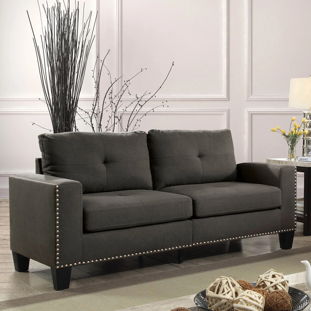 Contemporary Faux Linen Sofa W42309